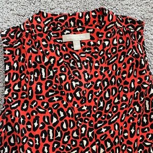 Banana Republic Red and Black Leopard Print Blouse